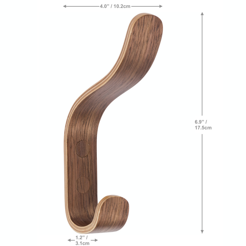 Mundaka Wall Hooks In Walnut 4 Set waveply